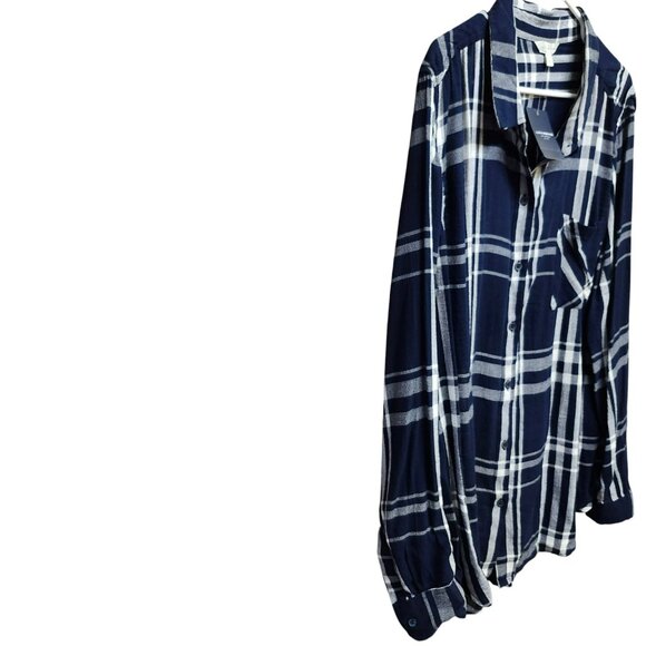 NEW Lucky Brand Womens‎ XL Button Up Shirt Blue Plaid Pattern Gauze Collared - Picture 5 of 16